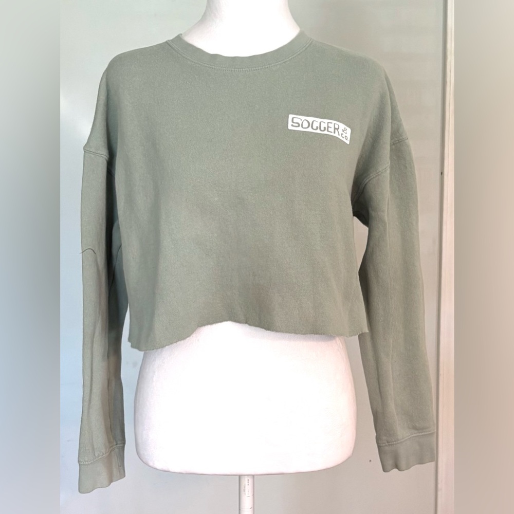 Cropped Soccer & Co Sweatshirt, Light Sage Green, Size S